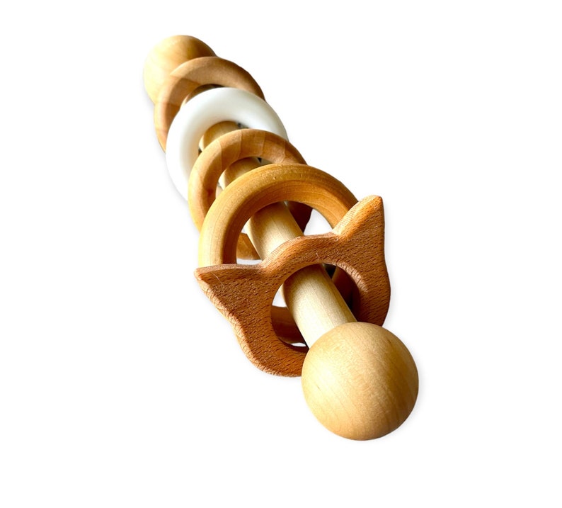 Heirloom Baby Rattle, Wooden Baby Toy, Vintage Baby Toy, Baby Teether