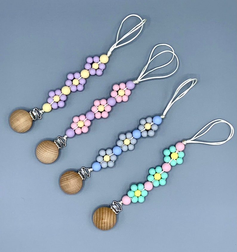 silicone pacifier clip flower pacifier clip baby pacifier holder Pacifier Clip pastels pacifier clip silicon beaded clip