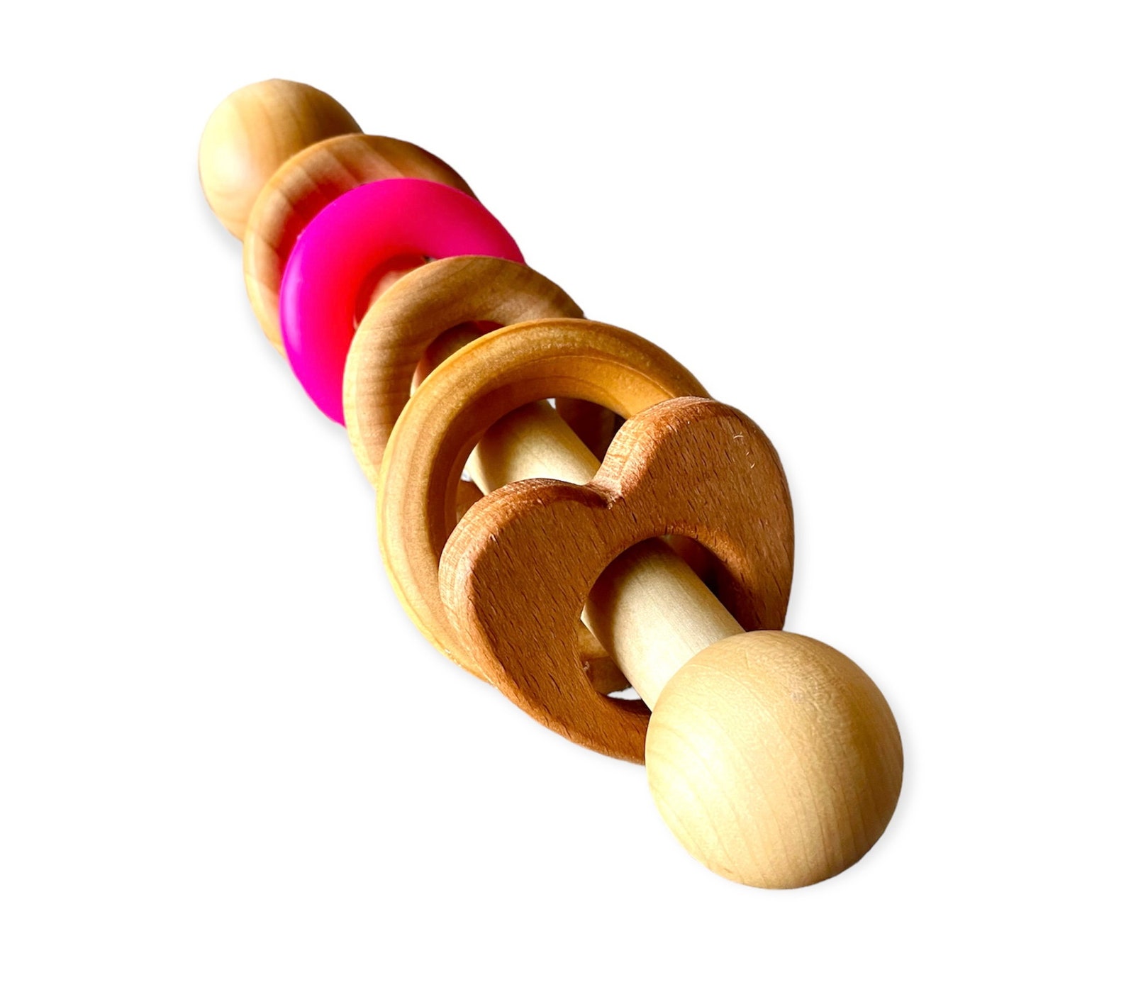 Heirloom Baby Rattle, Wooden Baby Toy, Vintage Baby Toy, Baby Teether