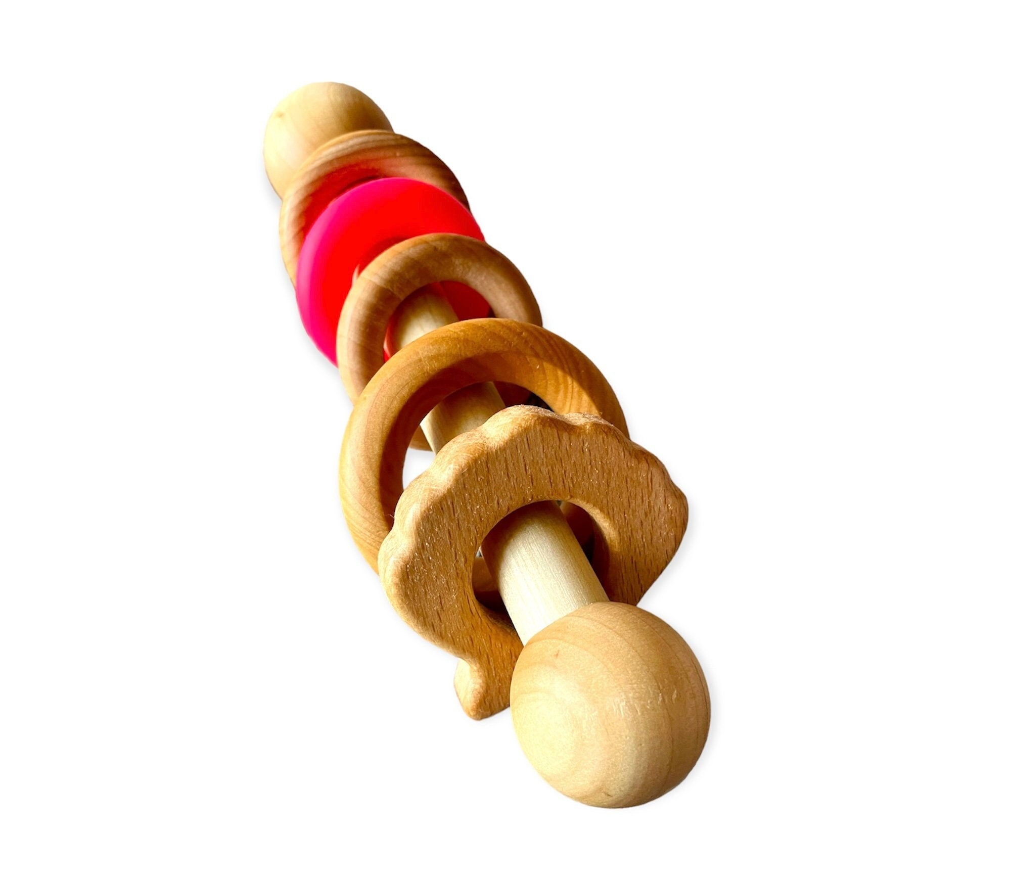 Heirloom Baby Rattle, Wooden Baby Toy, Vintage Baby Toy, Baby Teether