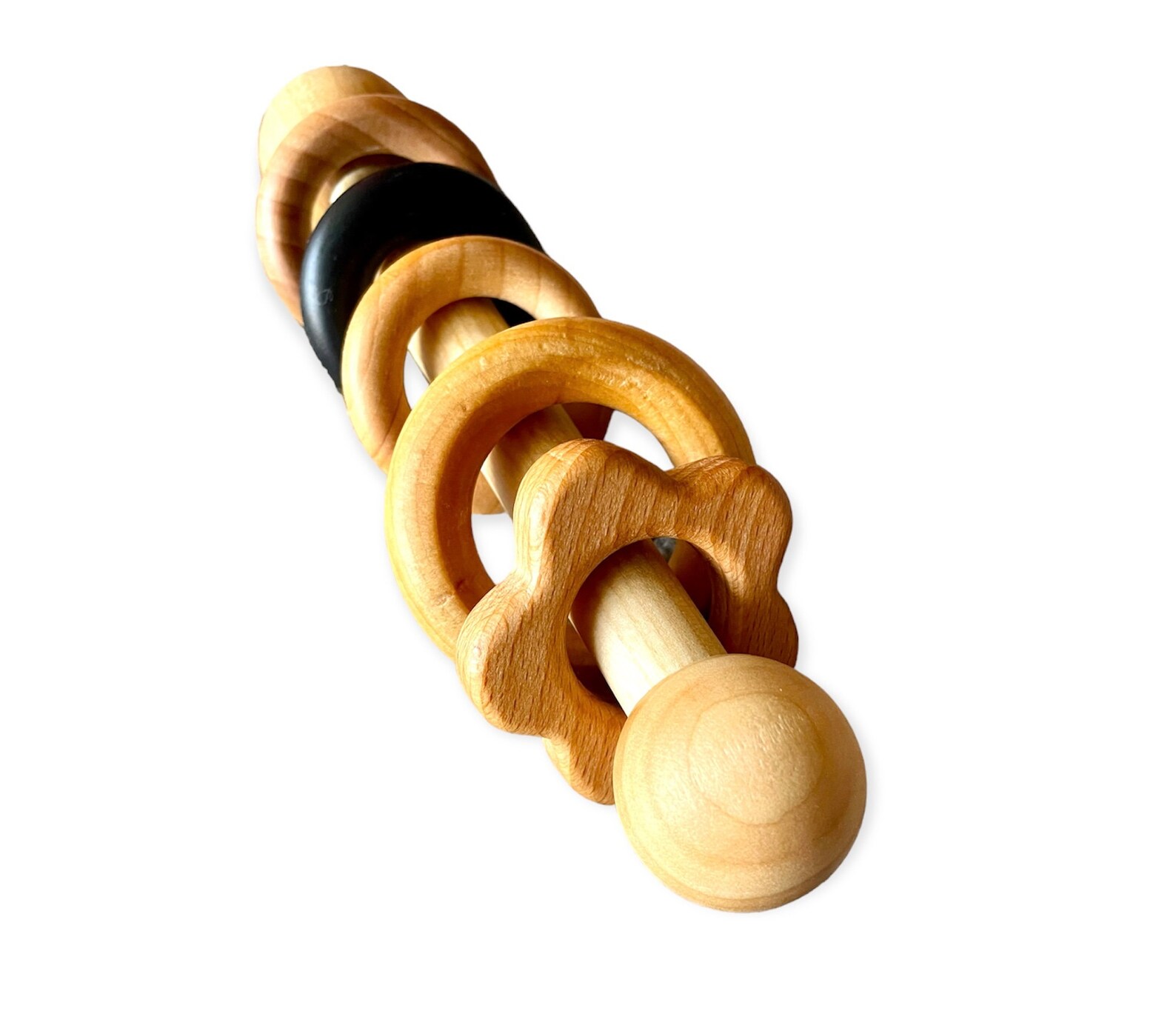 Heirloom Baby Rattle, Wooden Baby Toy, Vintage Baby Toy, Baby Teether