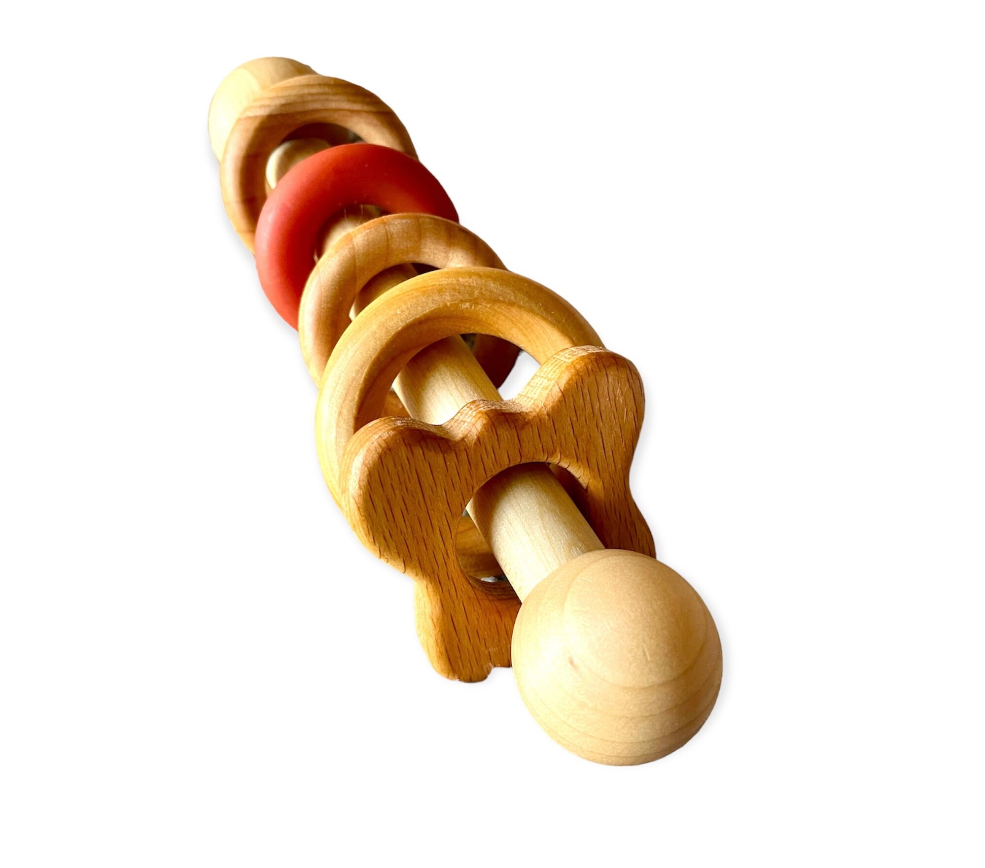 Heirloom Baby Rattle, Wooden Baby Toy, Vintage Baby Toy, Baby Teether