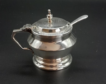 イギリス　マスタードポッド　silver925 銀無垢 非常に重い1929/1931年英国ブリタニアシルバーマスタードポット