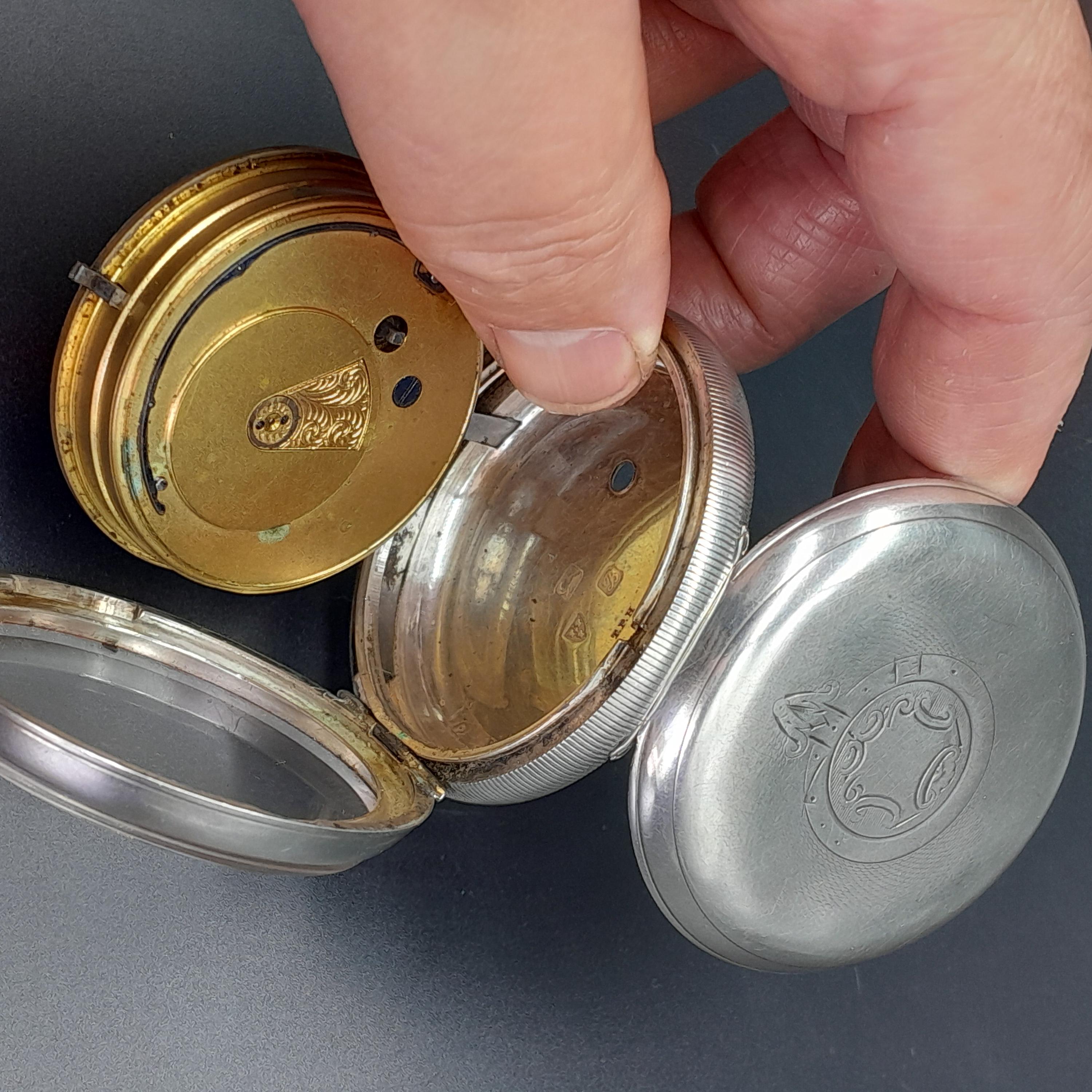 Antique Sterling Silver Cased Fusee Pocket Watch, Key Wind, 1902