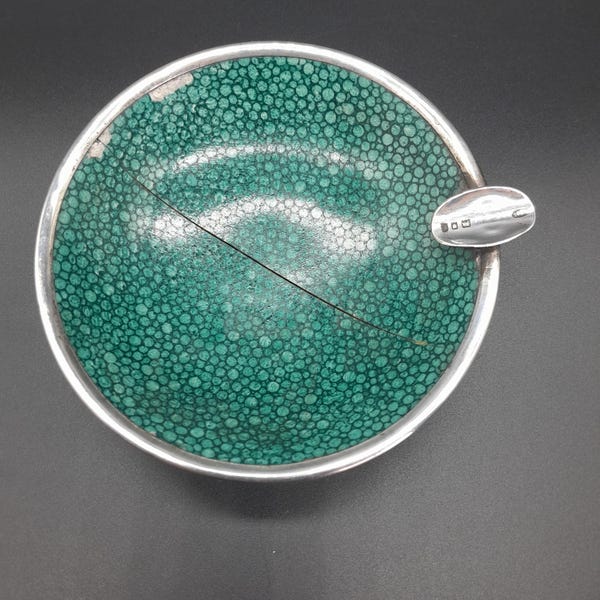 Rare Antique Royal Doulton Shagreen Pattern and Sterling Silver Detailed Ashtray (Repaired) Circa 1910