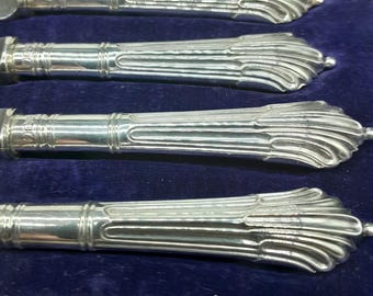 イギリスアンティーク 純銀製バターナイフ6本セットボックス付 イギリスアンティーク 純銀製バターナイフ6本セットボックス付