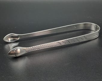 Pinzas para azúcar antiguas de plata de ley, 1796