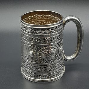 Antiker Sterling Silber Bierkrug 1889