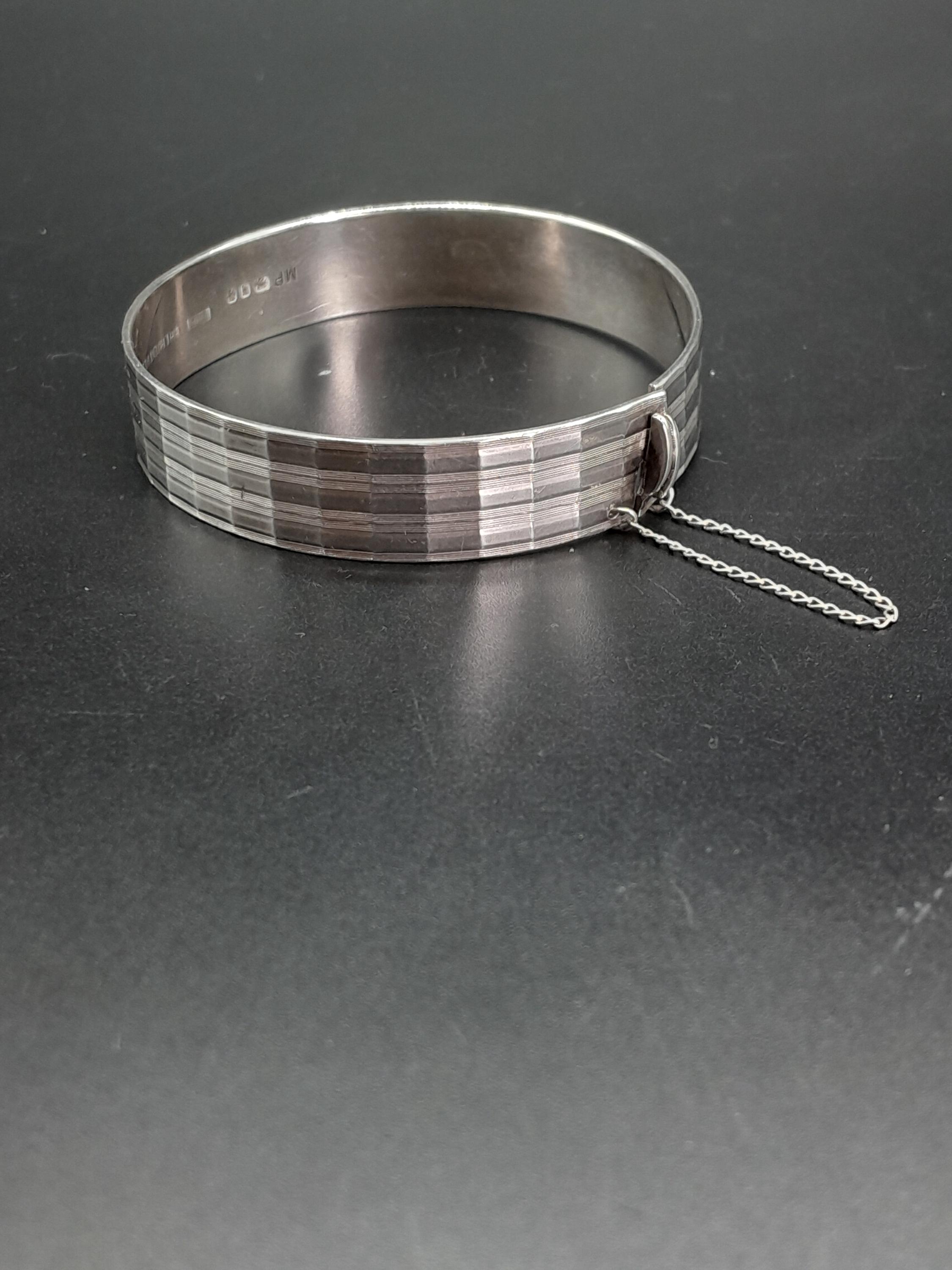 Bracelet Vintage En Argent Sterling HMK, 20,2 G, 17,5 Cm, Fermoir Cœur - Occasion