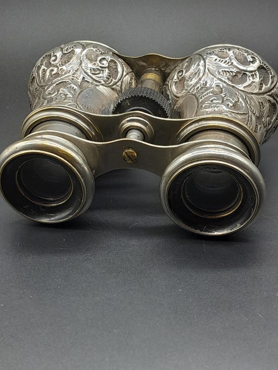 スターリングシルバー　アンティーク　グラス アンティーク スターリングシルバーケース入りオペラグラス 1890年