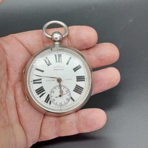 Antique Sterling Silver Cased Fusee Pocket Watch, Key Wind, 1902
