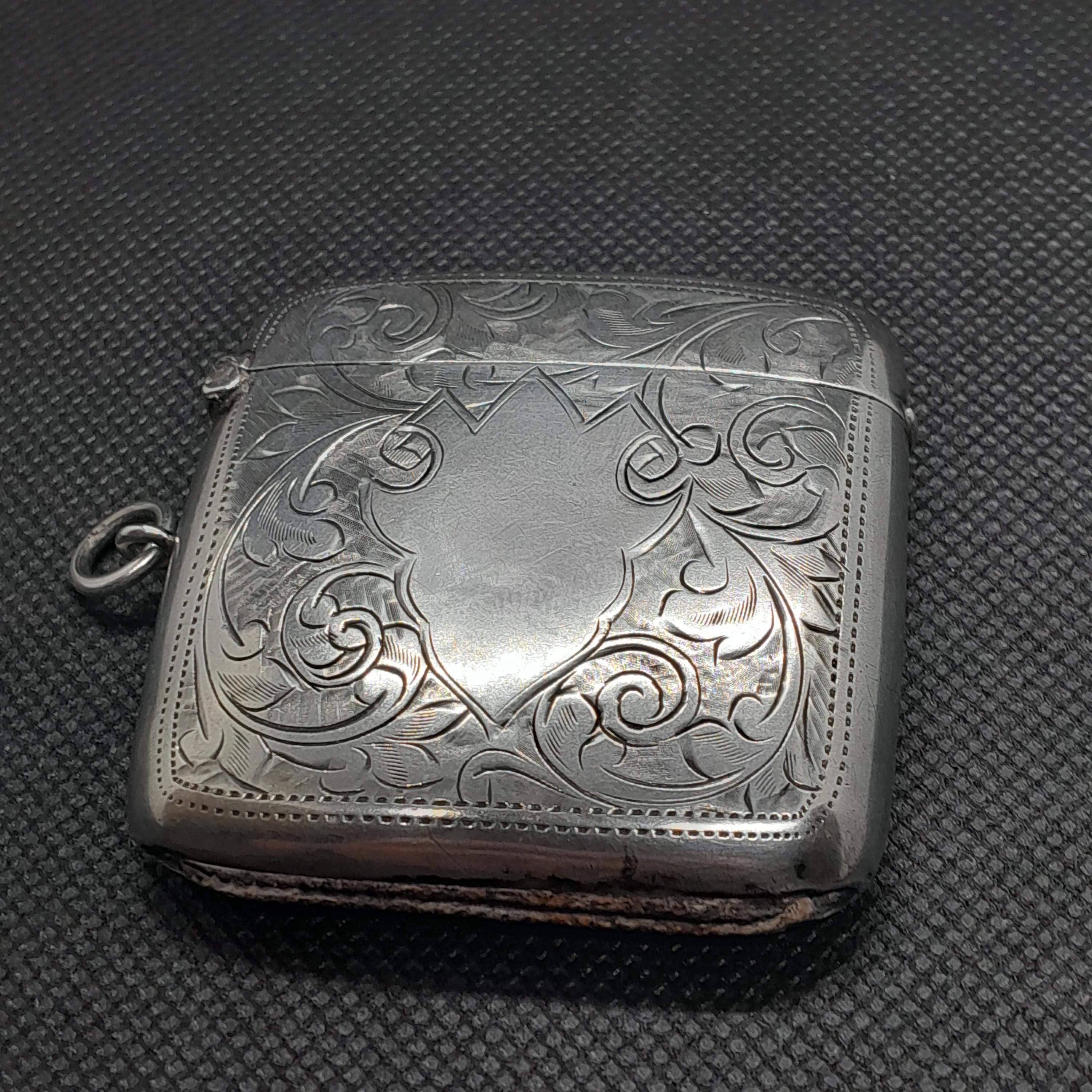 アンティーク スターリング シルバー ベスタ ケース、1909 年 - Etsy 日本