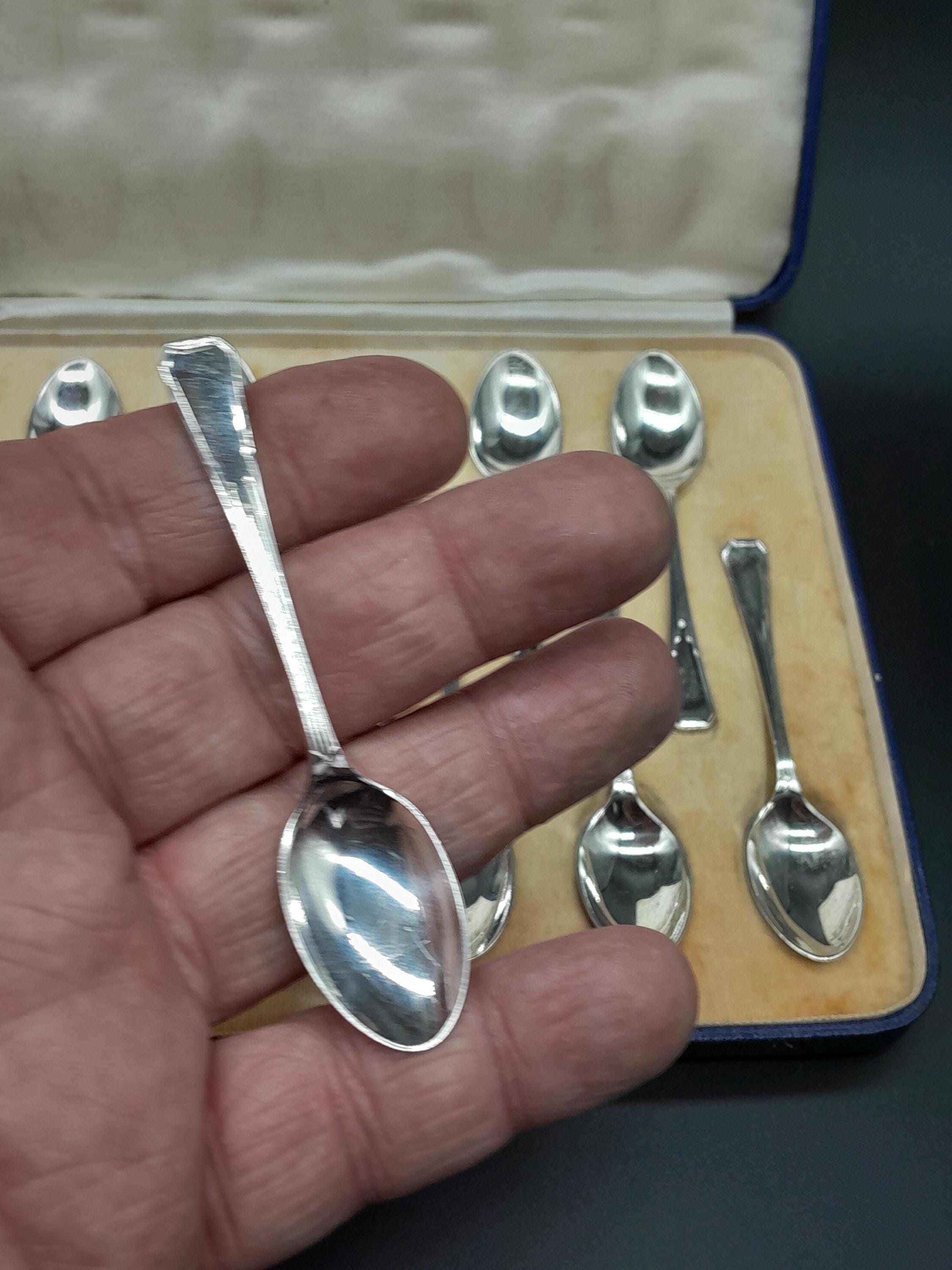 Set of 12 Cased Antique Sterling Silver Coffee Spoons, 1936 - Etsy