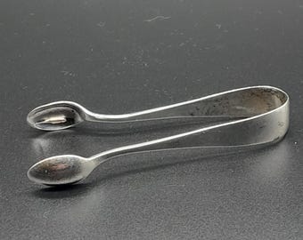 Pinzas para azúcar antiguas de plata de ley, 1898
