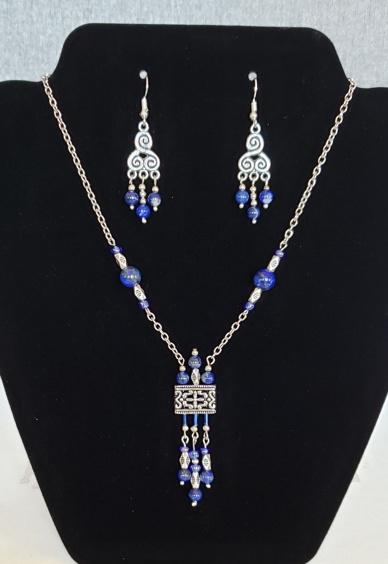 Lapis lazuli handmade necklace and earrings