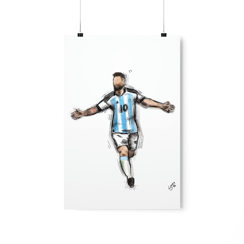 Messi Argentina Copa Mundial 2022 Sketch Premium Mate Póster imagen 9