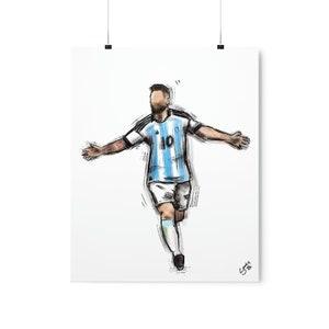 Messi Argentina Copa Mundial 2022 Sketch Premium Mate Póster imagen 10