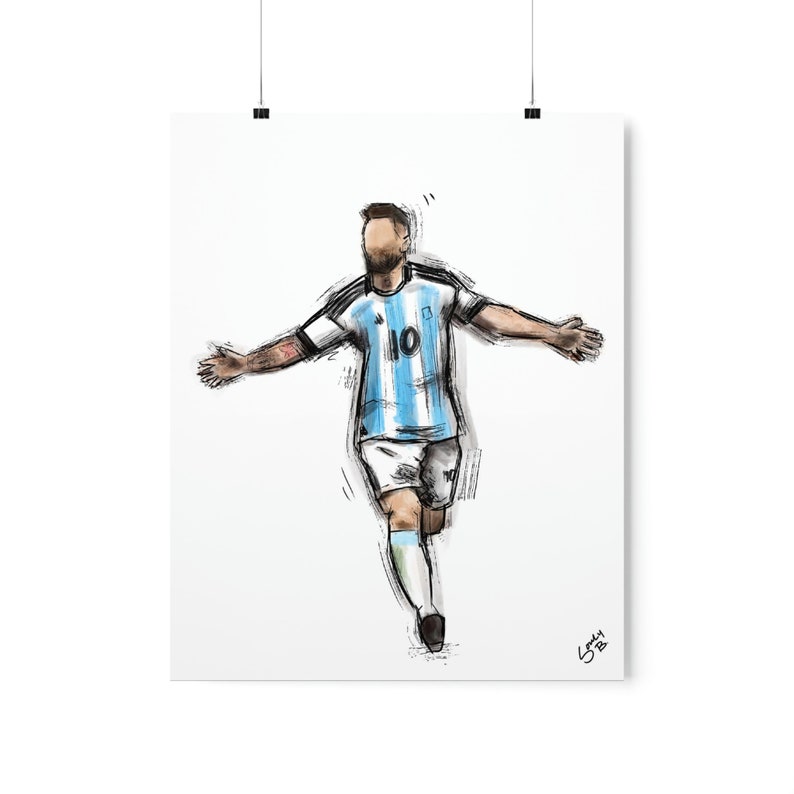 Messi Argentina Copa Mundial 2022 Sketch Premium Mate Póster imagen 10