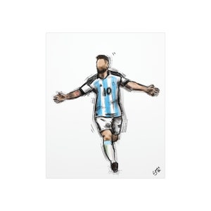 Messi Argentina Copa Mundial 2022 Sketch Premium Mate Póster imagen 3