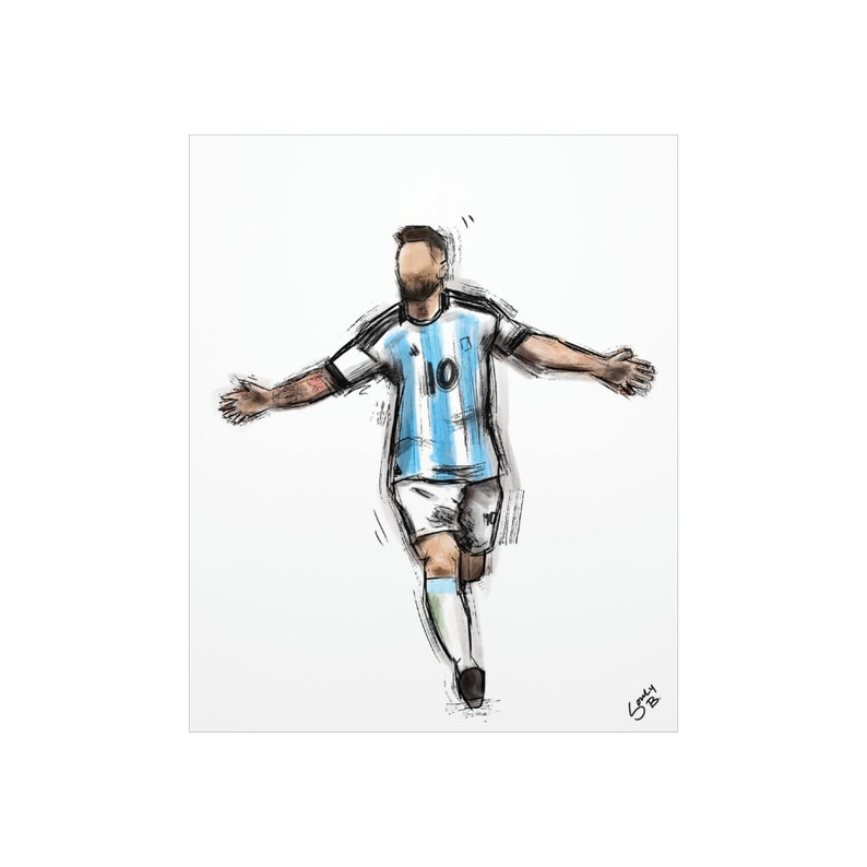 Messi Argentina Copa Mundial 2022 Sketch Premium Mate Póster imagen 3