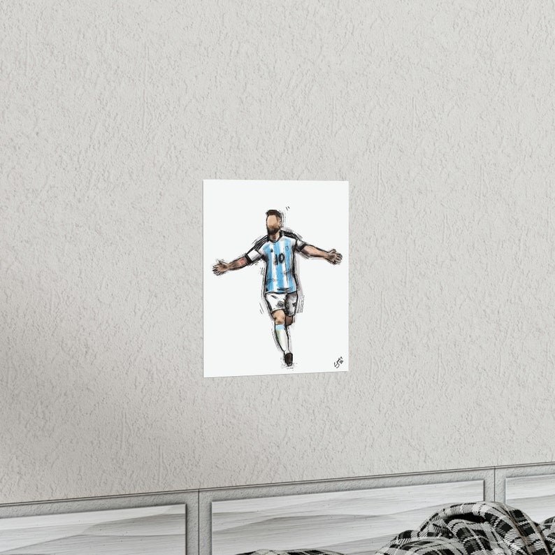 Messi Argentina Copa Mundial 2022 Sketch Premium Mate Póster imagen 7