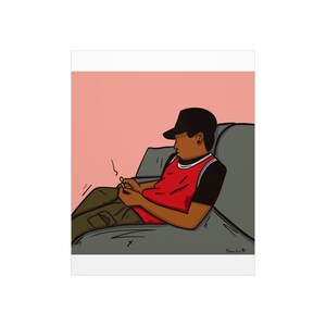 Art Print of Young Man Lighting Herbs on Premium Matte Poster