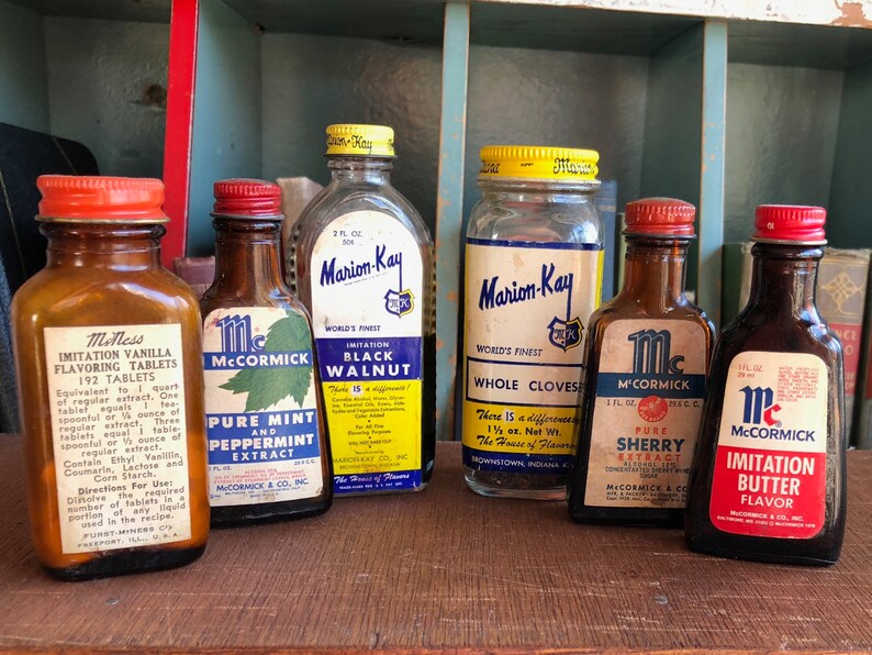 Kitchen Ingredients Glass Bottles Herbs and Spices Baking Etsy