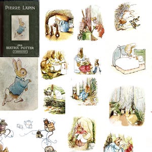 Die Geschichte von Peter Rabbit Ephemera Kit zum Ausdrucken. 4 Bögen Beatrix Potter Abbilder. Junk Journal, Scrapbook, Grußkarte, Decoupage, Collage