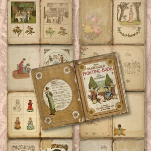 Kate Greenaway Antique Buchseiten. Digitales Ephemera Kit. Neun je 2-seitige Blätter + Back Liner. Junk Journal, Scrapbook, Kartenherstellung, Decoupage