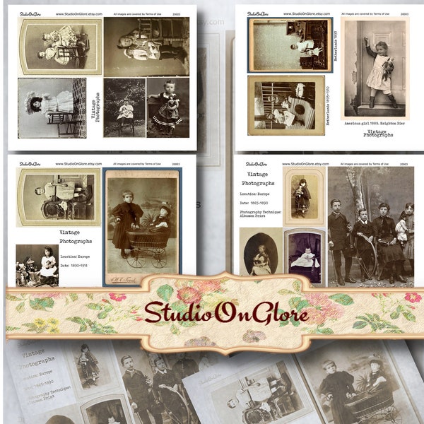 Vintage Little Girls w/ Dolls Digital Bundle. 4 Antique Photo Listings Bundled into Kit for DIY Cards, Junk Journals, Scrapbooks, Decoupage