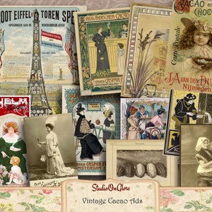 Vintage 5-Blatt-Ephemera-Papierpackung. 11 Motive für Junk Journals, Scrapbooking, Karten-basteln, Etiketten, Decoupage, Papierbasteln