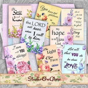 BIBELVERS: Druckbare Download Schrift Kunst 2,5 "x 3,5" ACEO Karten Collage Blatt & 3 Bonus-Rückseiten. Junk Journals, Scrapbooks, Kartenherstellung