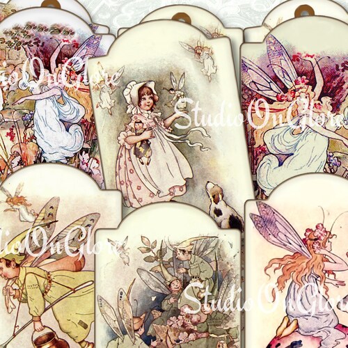 6 Vintage Fairy Tale Fairies Printable Collage Sheet for | Etsy