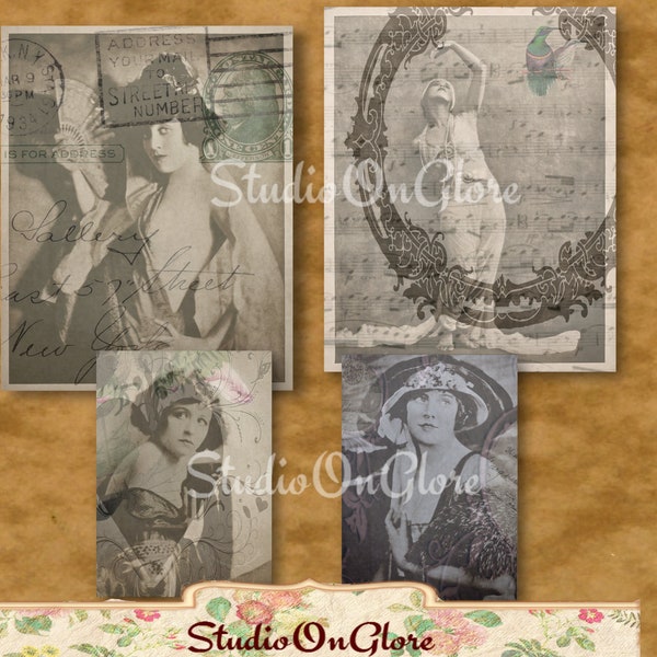 Silver Screen Movie actress collage sheets. Rare vintage Hollywood photographs to print. Ephemera for Junk Journals, Scrapbooks, Card Making