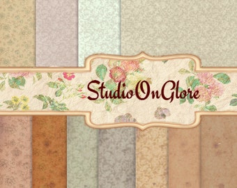 8.5x11 Paper Pack neutrals & grunge floral, damask backgrounds, lining, 11 digital pages for Junk Journals,Scrapbooking,Decoupage,Stationery