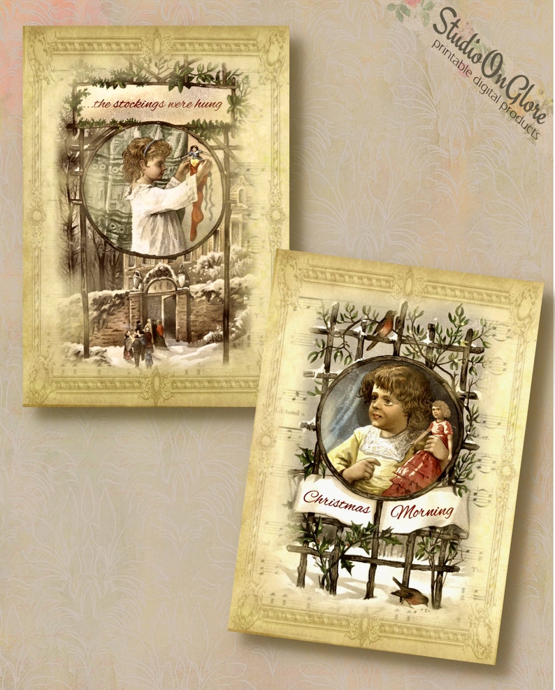 8 nostalgische Weihnachtskarten zum Ausdrucken. Sofort | Etsy