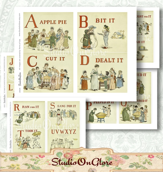 Vintage Nursery Rhyme Printable. 5-Sheet Paper Pack. Twenty | Etsy