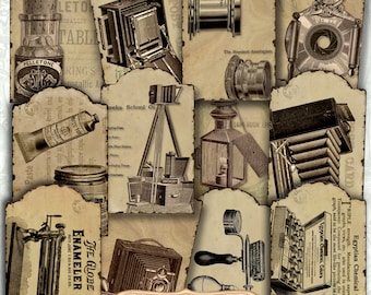 Etichette per macchine fotografiche vintage, cimeli fotografici, etichette regalo (download digitale)