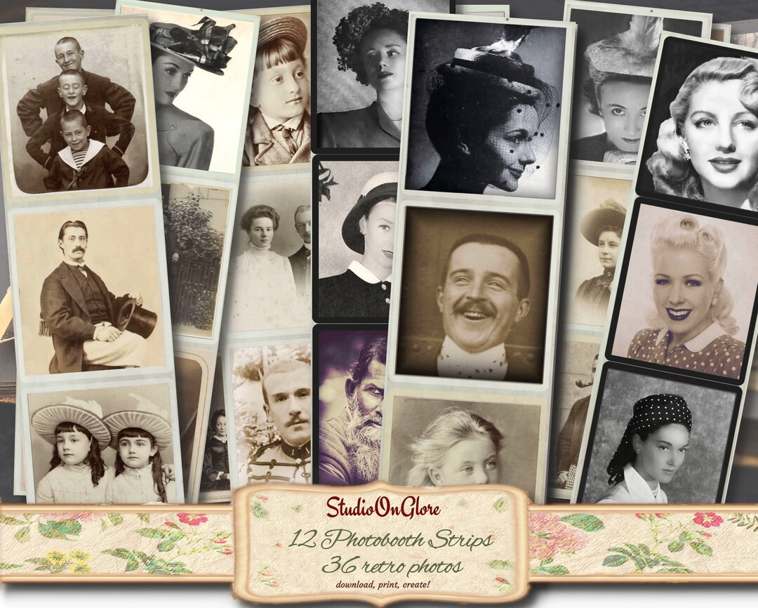 Vintage Photobooth Strips. 36 Printable Antique Photos on 12 - Etsy