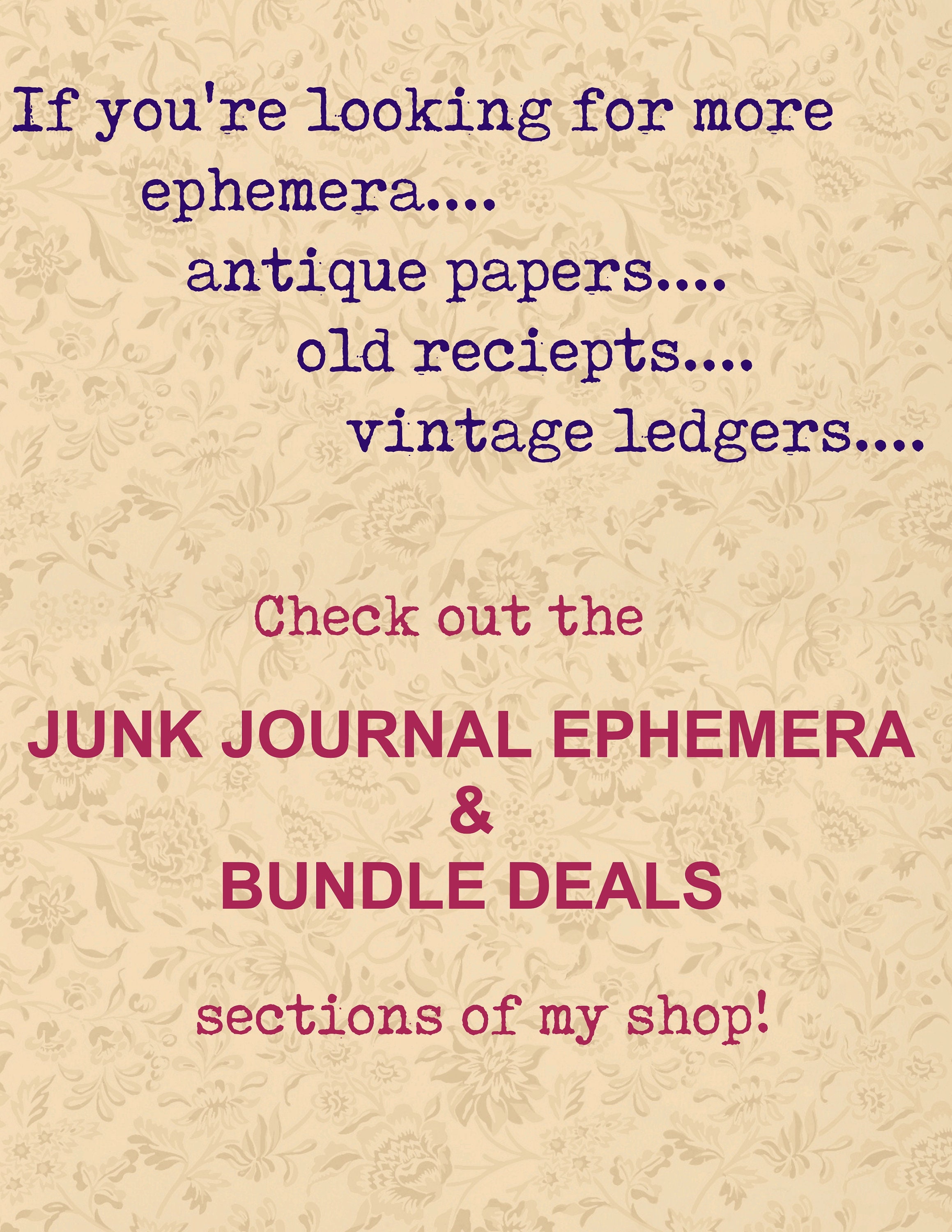 8 vintage receipts printable collage sheets handwritten etsy