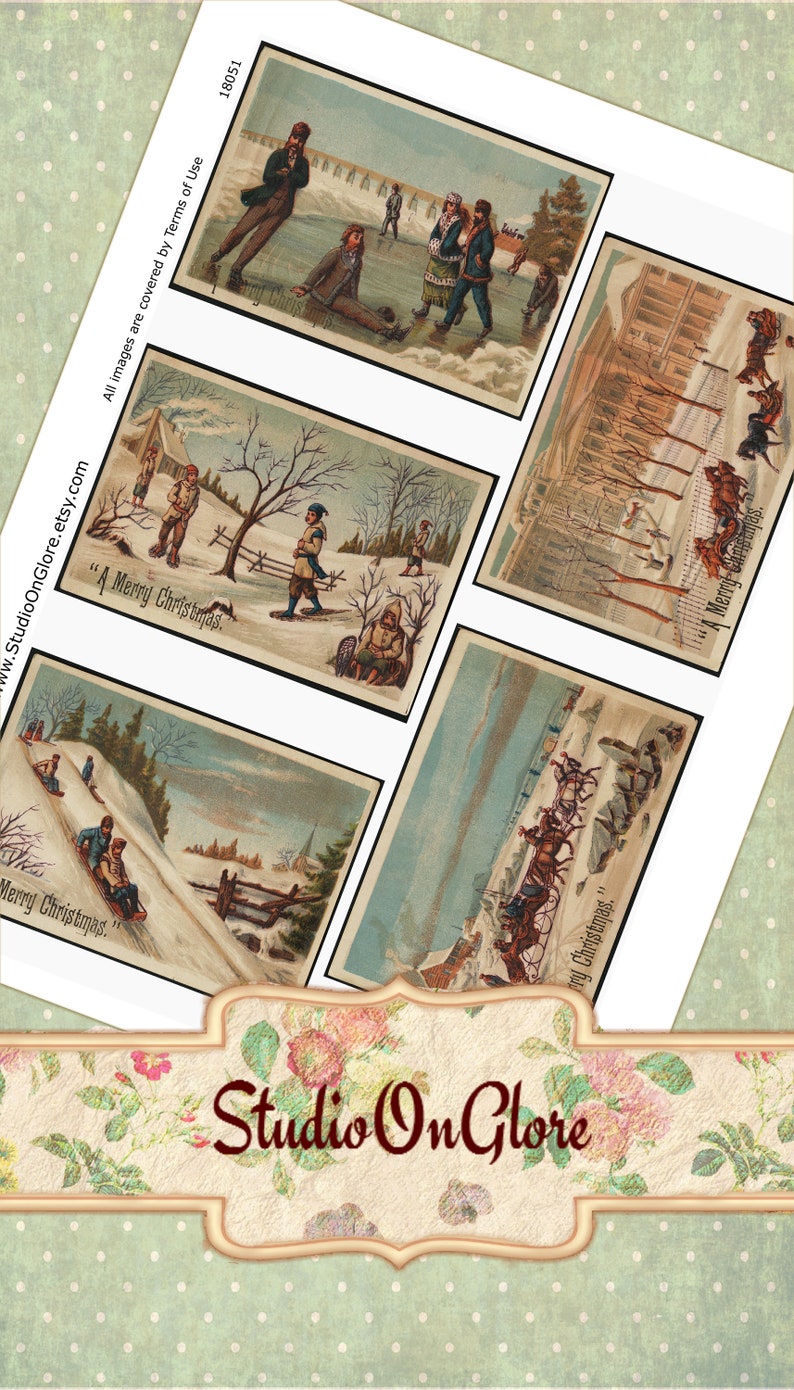 Pu&ograve; includere: Un set di cinque cartoline di Natale vintage con scene invernali. Le cartoline sono stampate su carta spessa con una superficie testurizzata. Le immagini raffigurano persone che pattinano sul ghiaccio, slittano e si godono il tempo invernale. Le cartoline sono in buone condizioni con alcuni segni di usura.