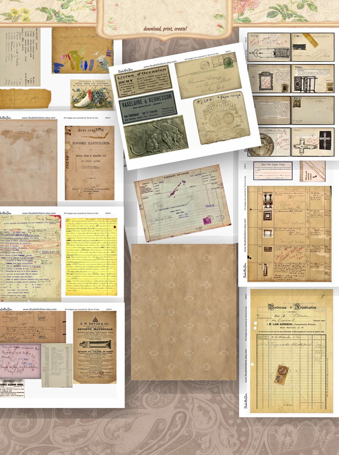 Digital Ephemera Kit -11 Page, 33 Printable Vintage Image, Antique ...