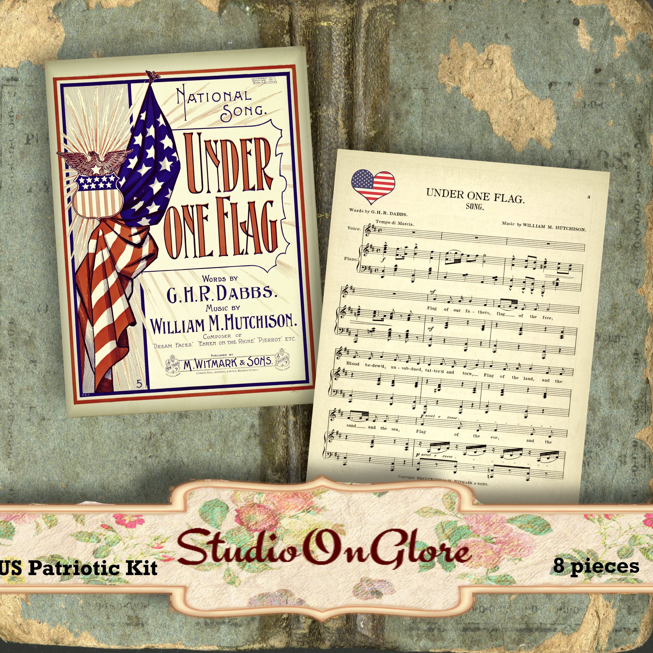 Sheet music cover image of the song 'King and Country An English Patriotic  Song Taken from the Boston Patriotic Song of Adams and Liberty', with  original authorship notes reading 'Written by Thomas