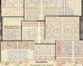 Verneuil Art Nouveau Paper Pack: Muted 5x7 Decorative Papers (Digital Download)