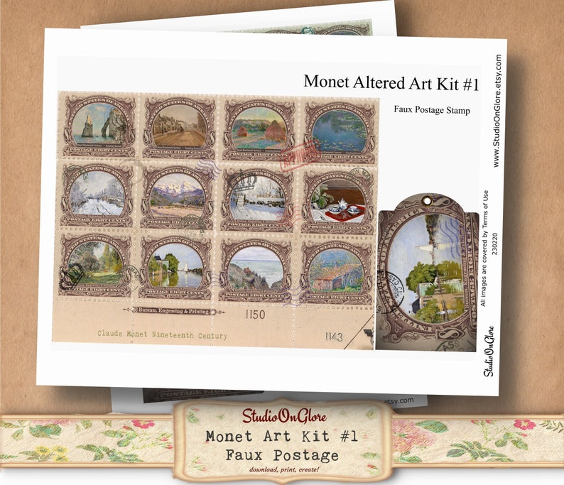 Postcard & Postage Stamp Kit. Printable Vintage Sheets Etsy
