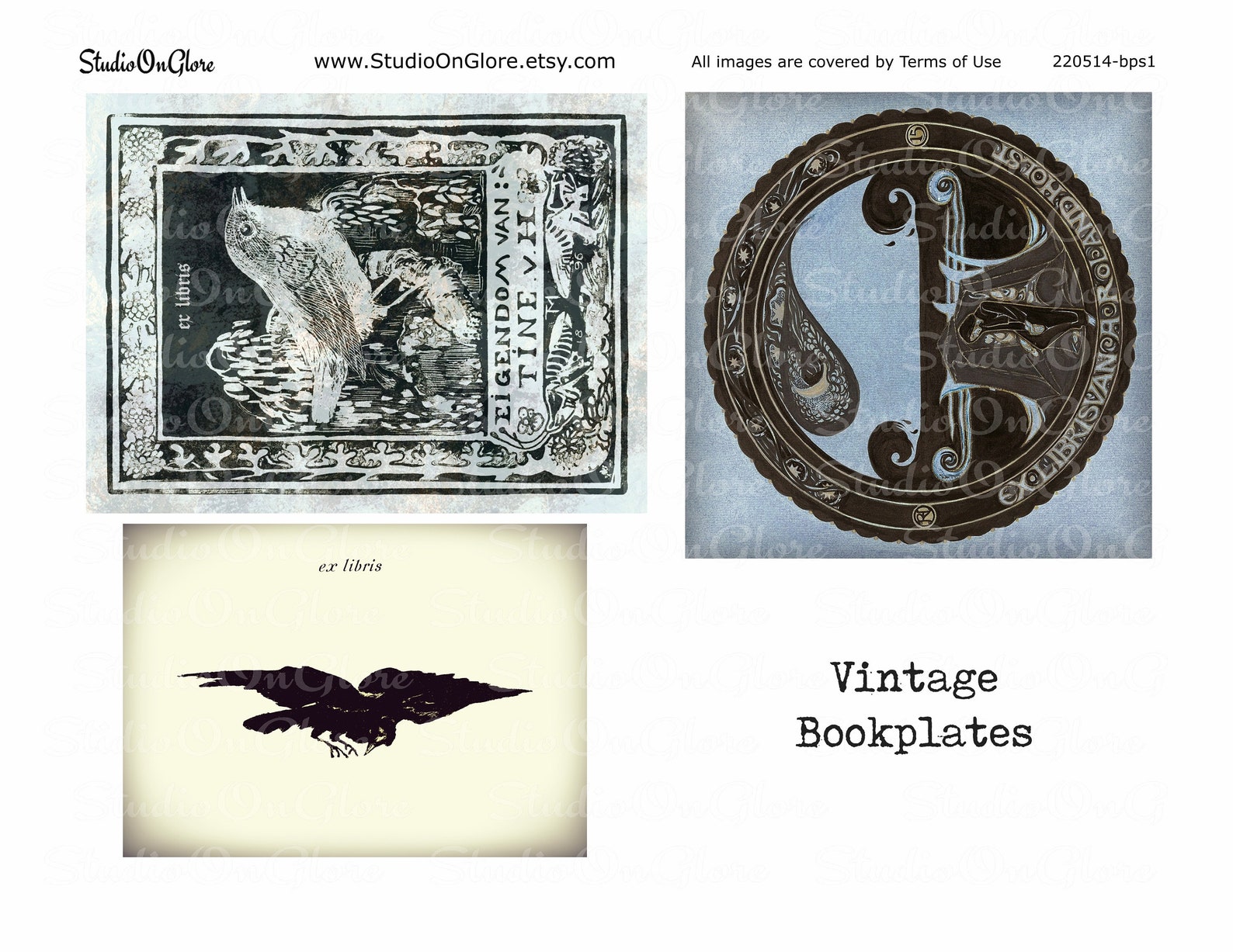 Antique Bookplate Kit Printable Vintage Collage Sheets 16 Ephemera Pcs 