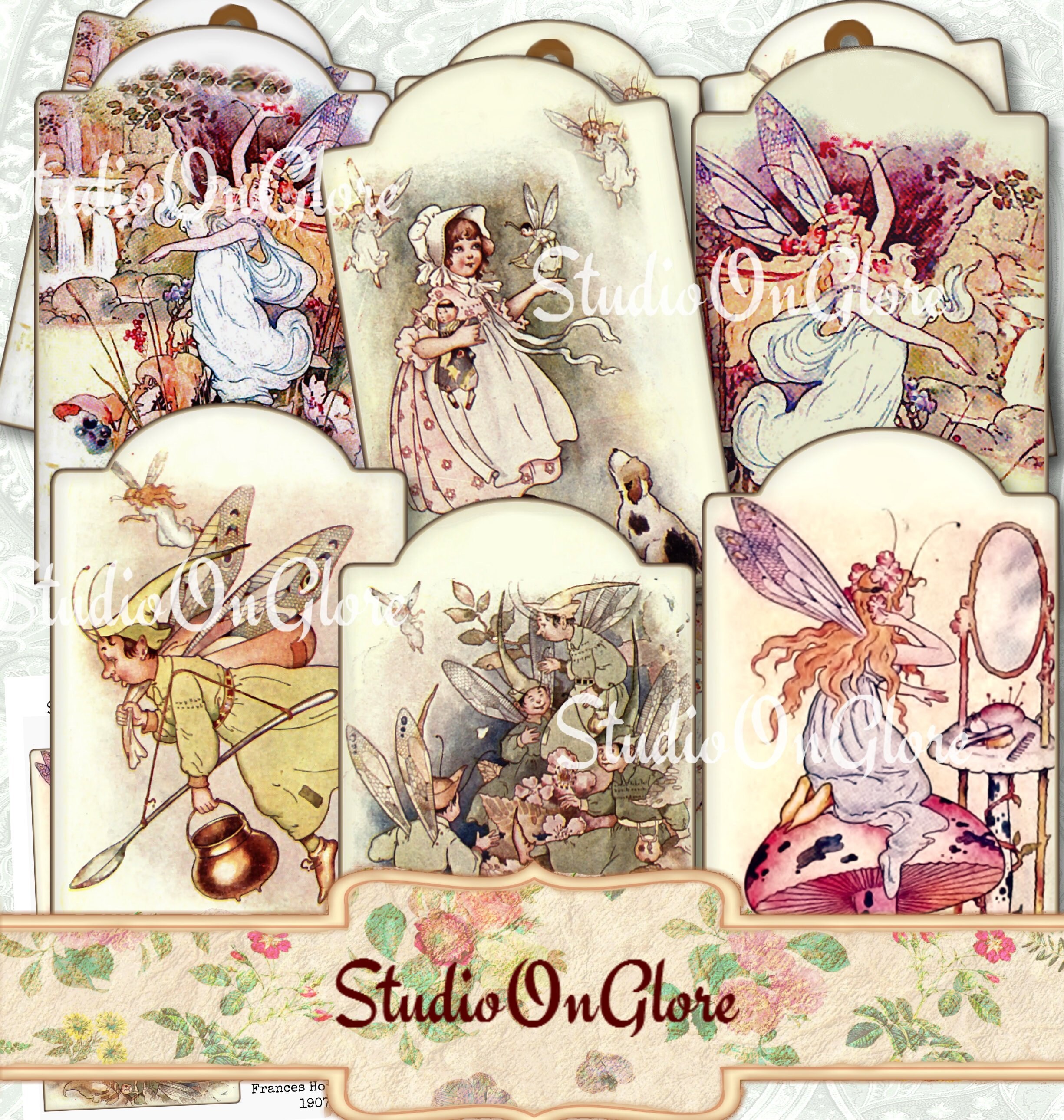 6 Vintage Fairy Tale Fairies Printable Collage Sheet for - Etsy