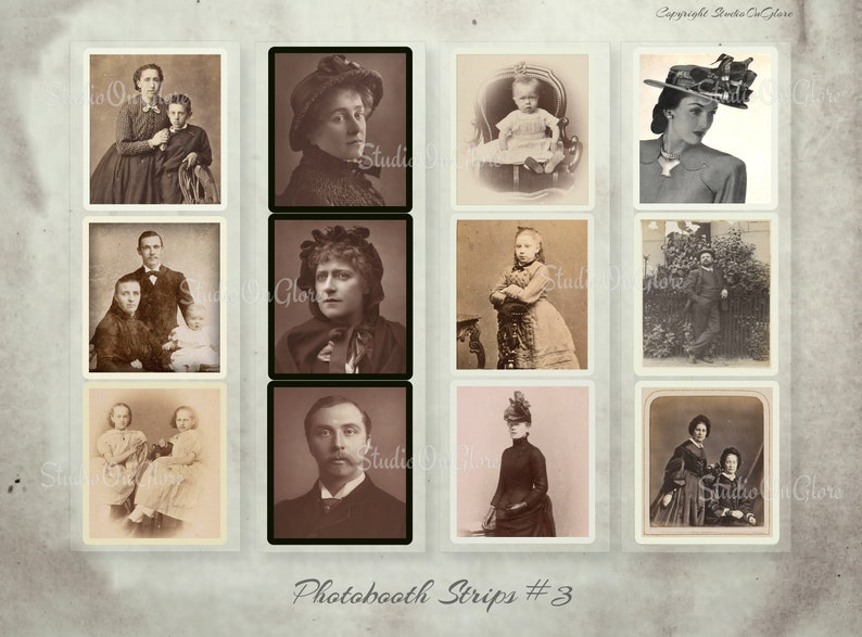 Vintage Photobooth Strips. 36 Printable Antique Photos on 12 - Etsy