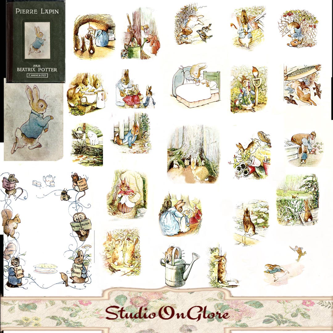The Tale of Peter Rabbit Printable Ephemera Kit. 4 Sheets Beatrix ...