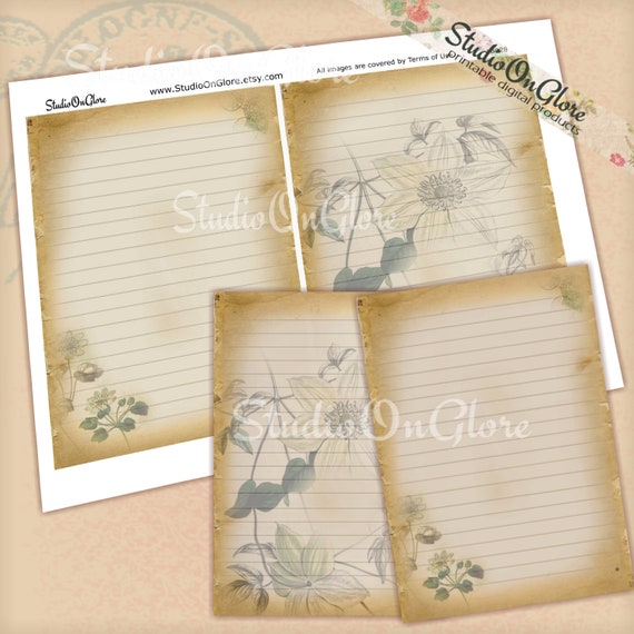 Vintage Botanical: Two 5x7 Lined Images on Printable Collage | Etsy